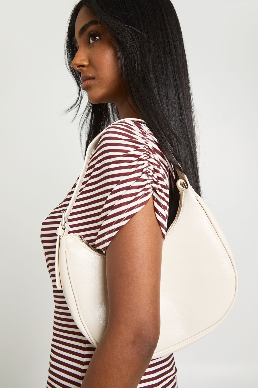 Ecru half-moon bag