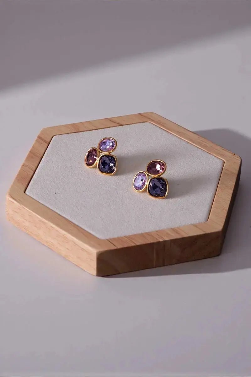 Mauve trefoil stud earrings