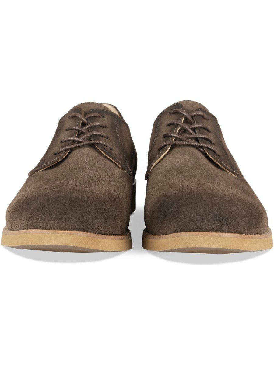 Taupe derbies with gum sole