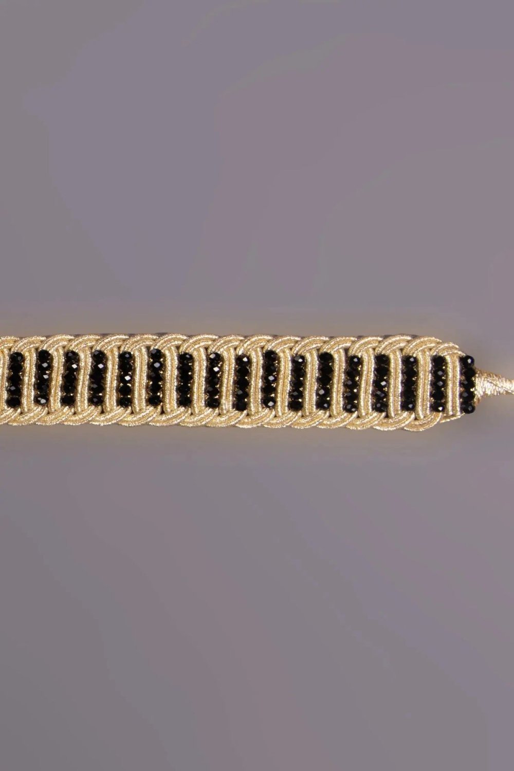 Hand-braided gold thread and bead belt