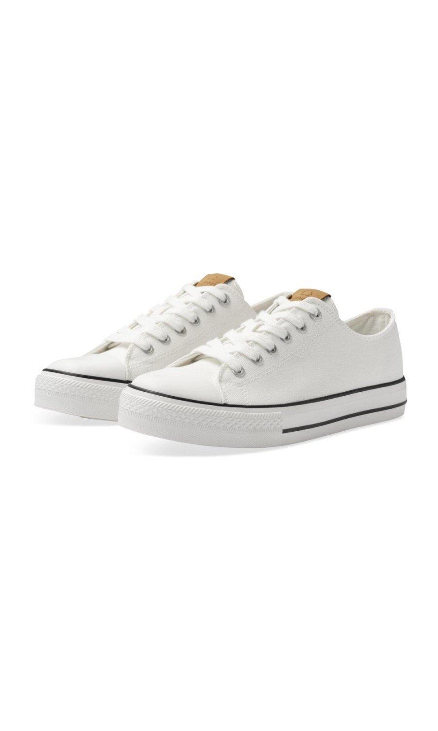 White canvas trainers, striped sole