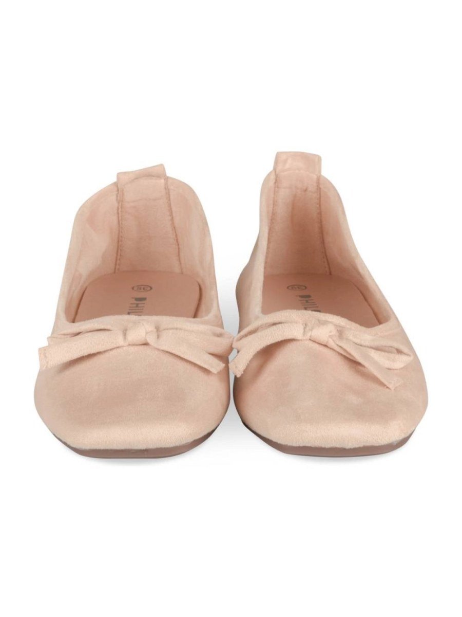 Ballerines suédine à noeud beige