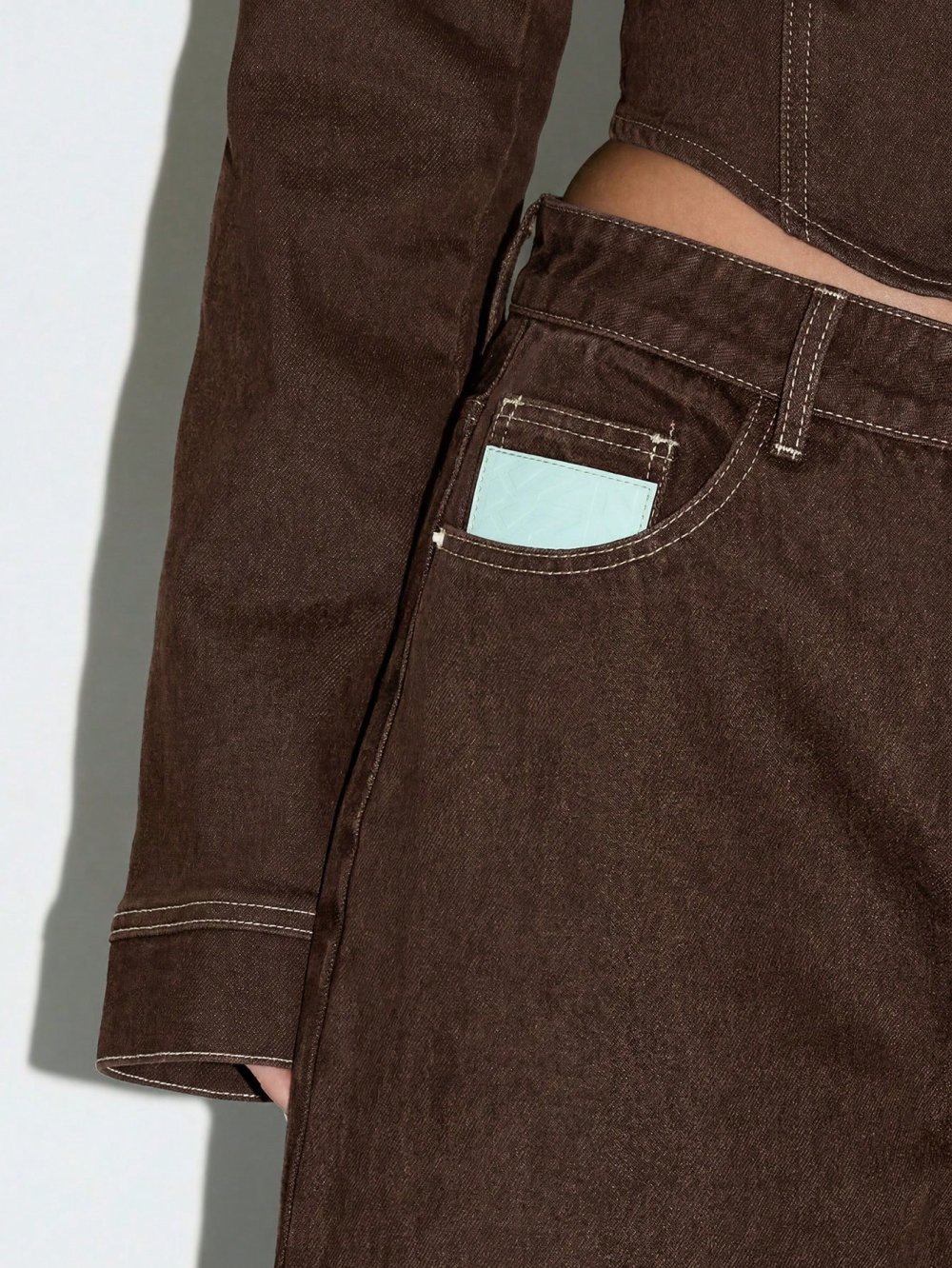 Dark brown high-waisted flared jeans