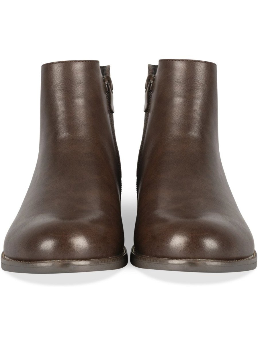 Bottines zip doré effet serpent marron