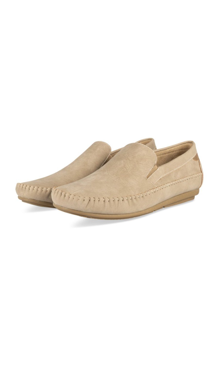 Mocassins à élastiques aspect suédine beiges