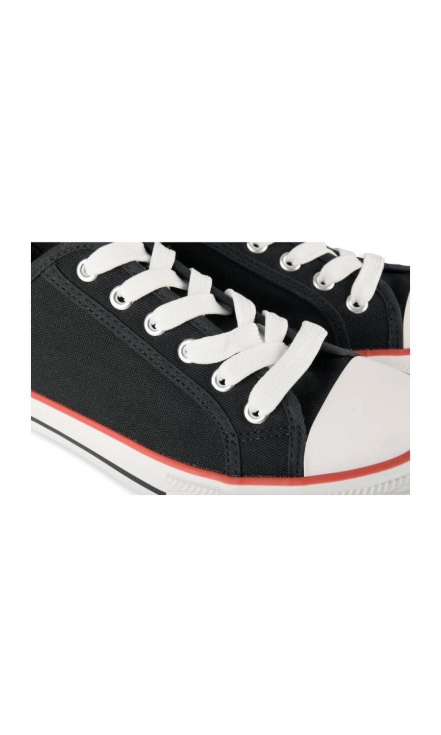 Black canvas low-tops with white toe