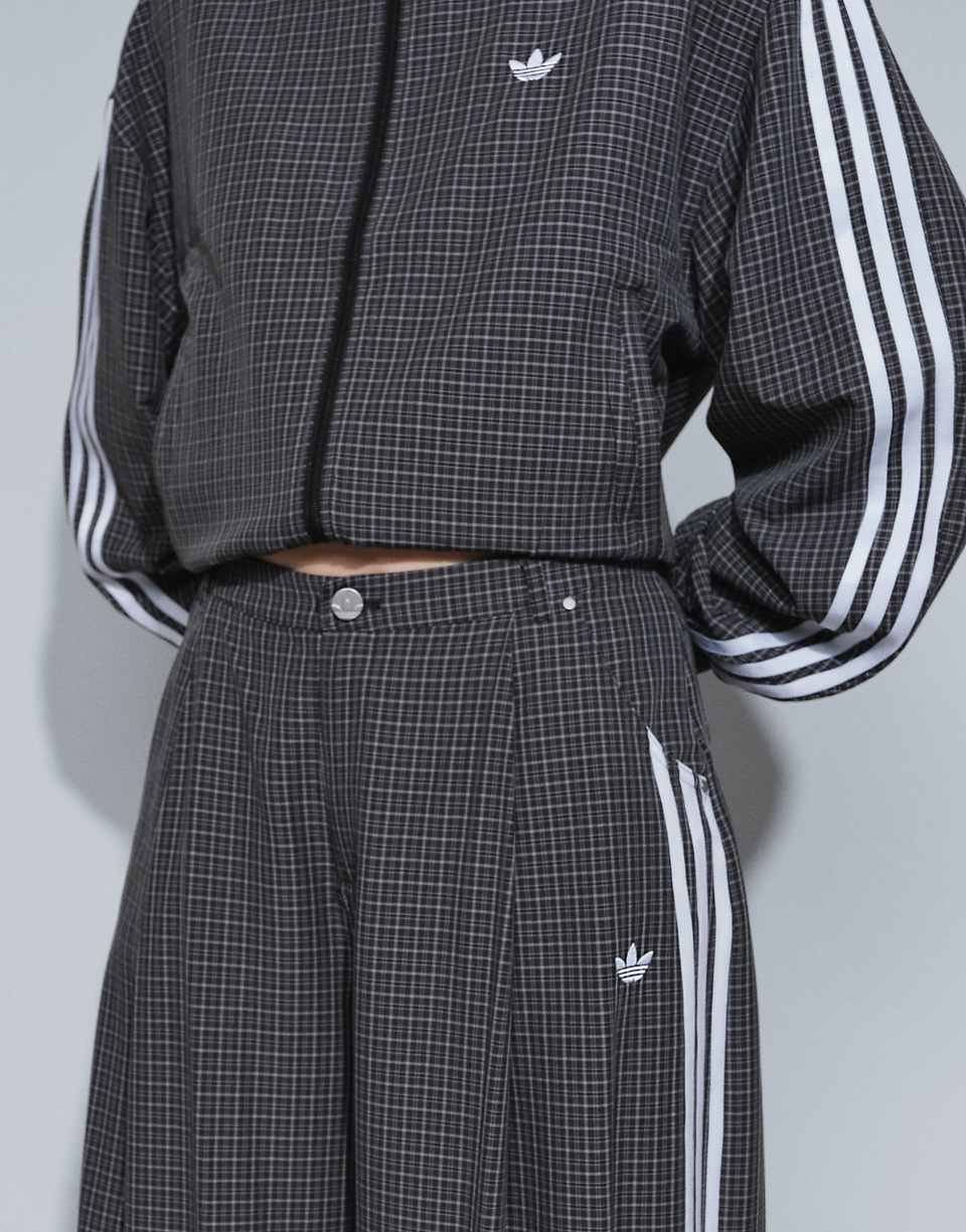 Pantalon ample à carreaux noir