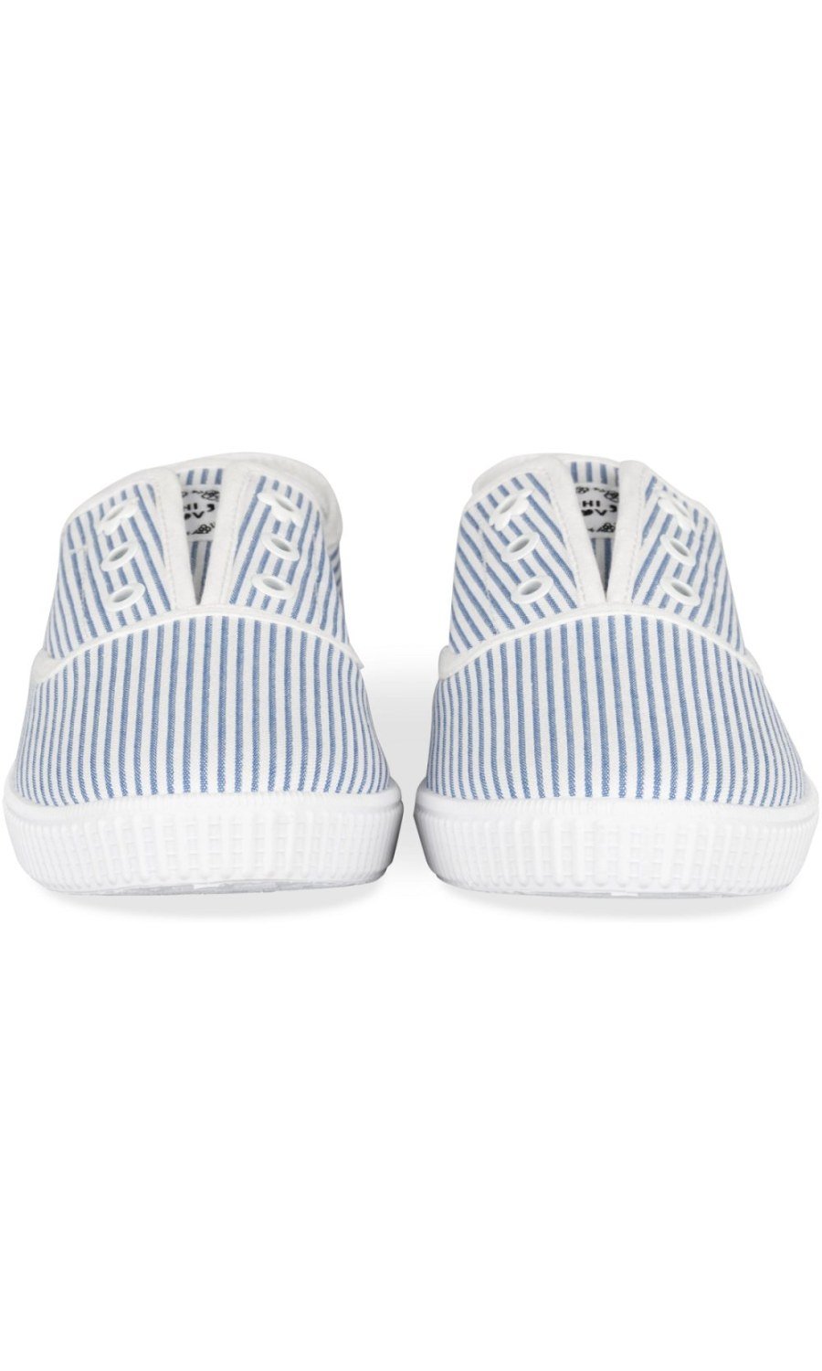 Blue striped canvas plimsolls