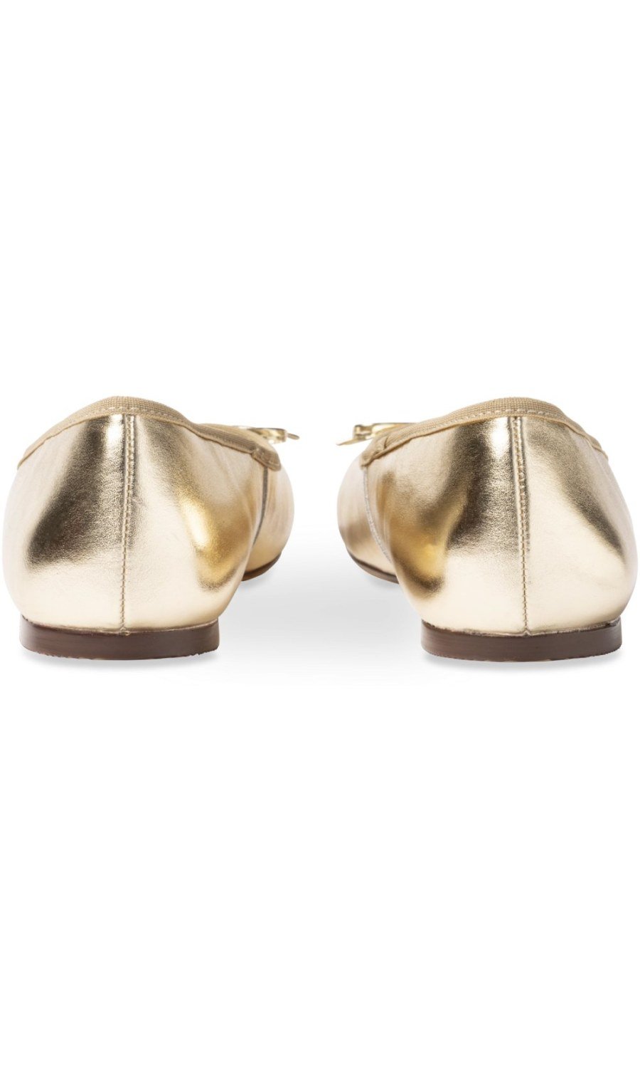 Gold metallic ballerinas with piping