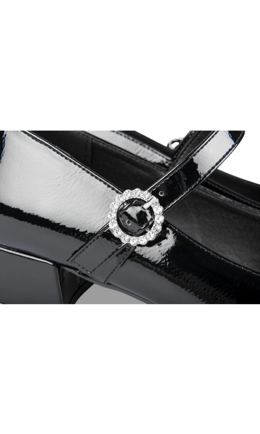 Babies vernies à boucle strass noires