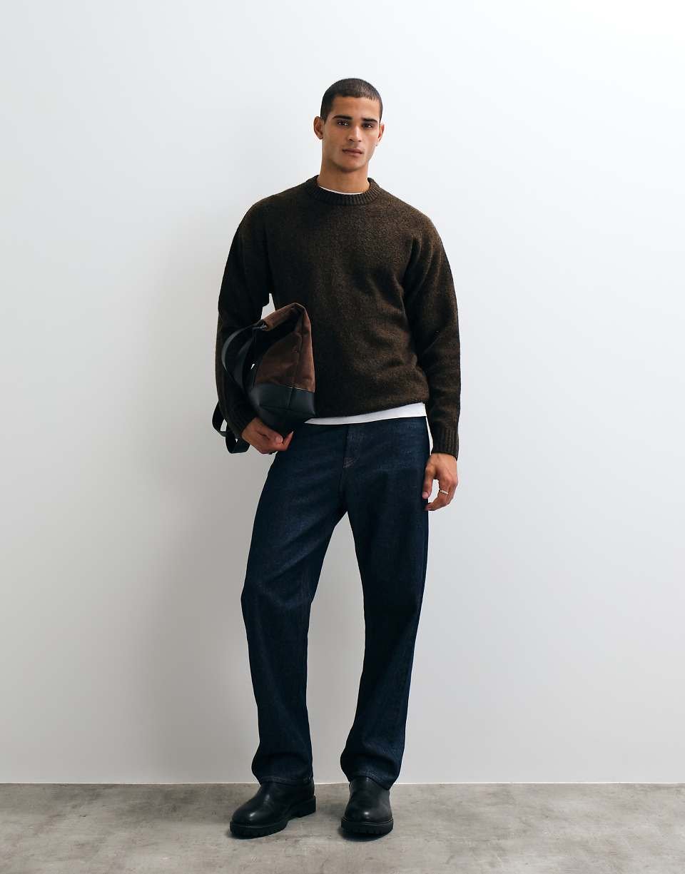Pull oversize duveteux marron
