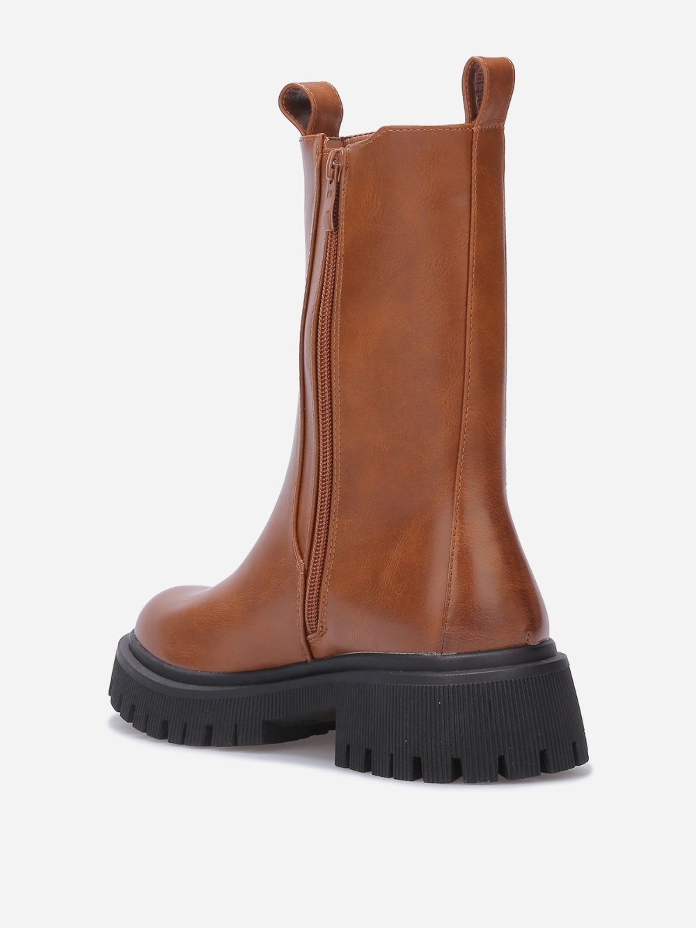Bottines chelsea hautes à semelle texturée camel