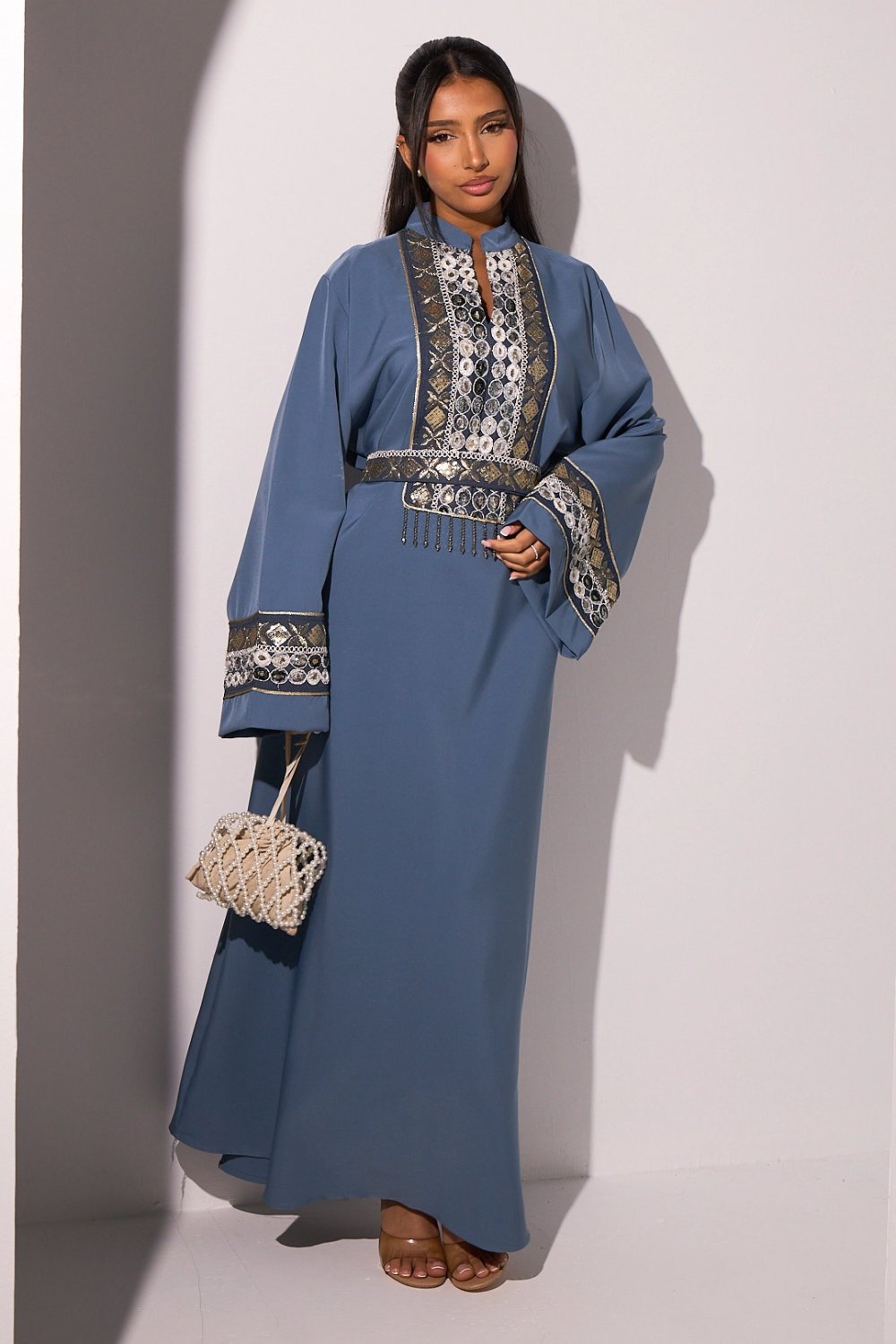 Abaya jouj alwan effet jean b strass zar9a