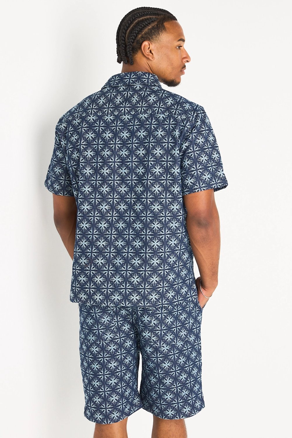 Ensemble chemise et short en jean étoiles bleu foncé