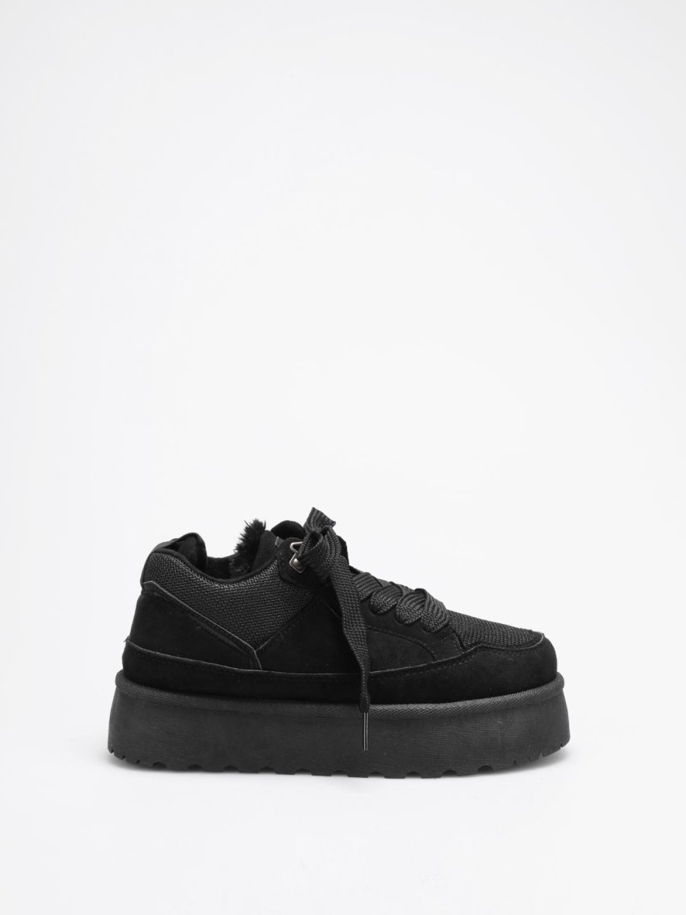 Black faux suede platform skate trainers