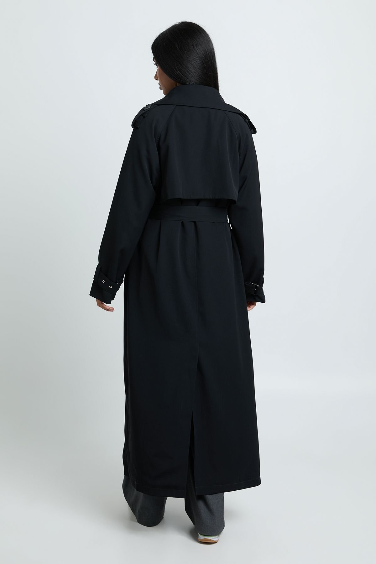 Trench long oversize à double boutonnage