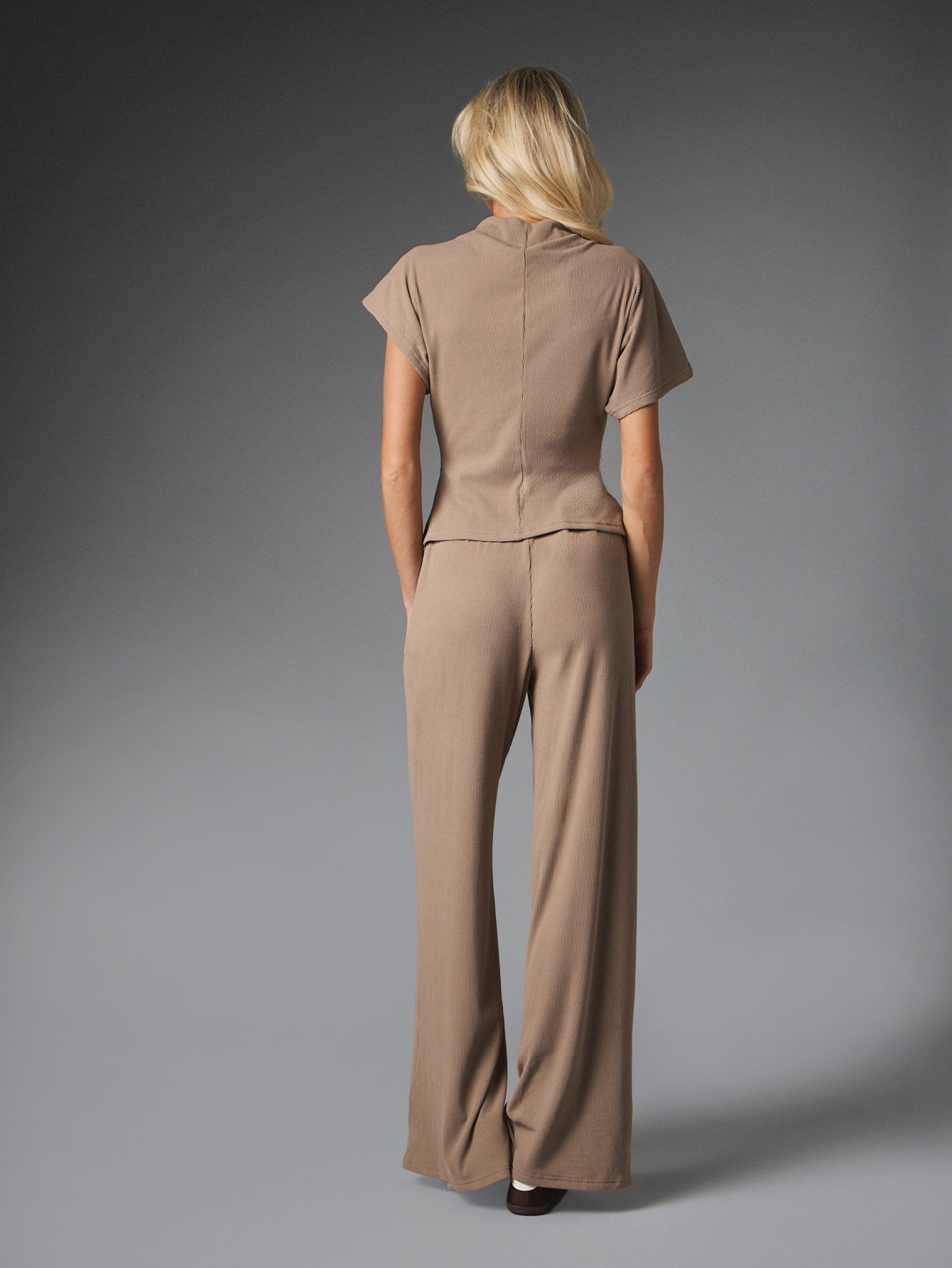 Ensemble tricot côtelé top col cheminée w serwal wasi3