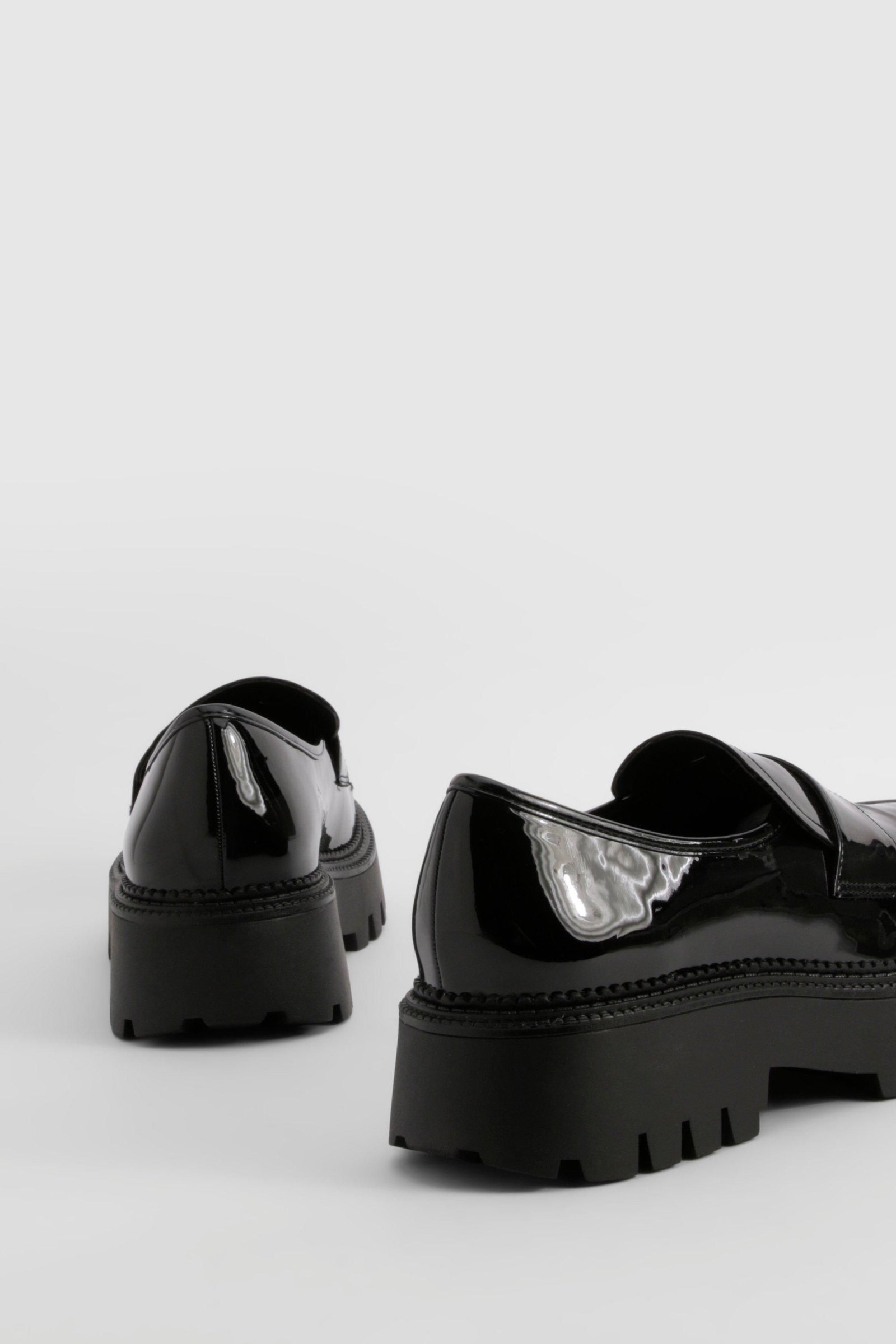 Patent chunky sole loafers - Wide fit