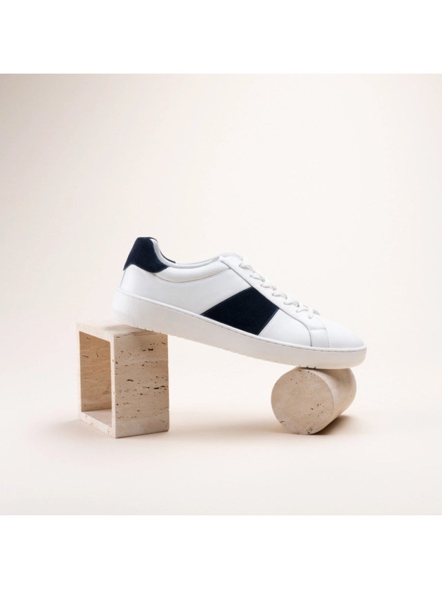 Baskets b empiècement suédine byed w bleu marine