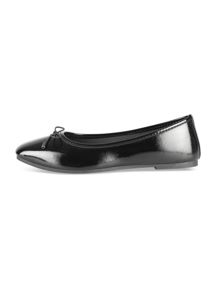 Ballerines vernies à noeud et liseré noires