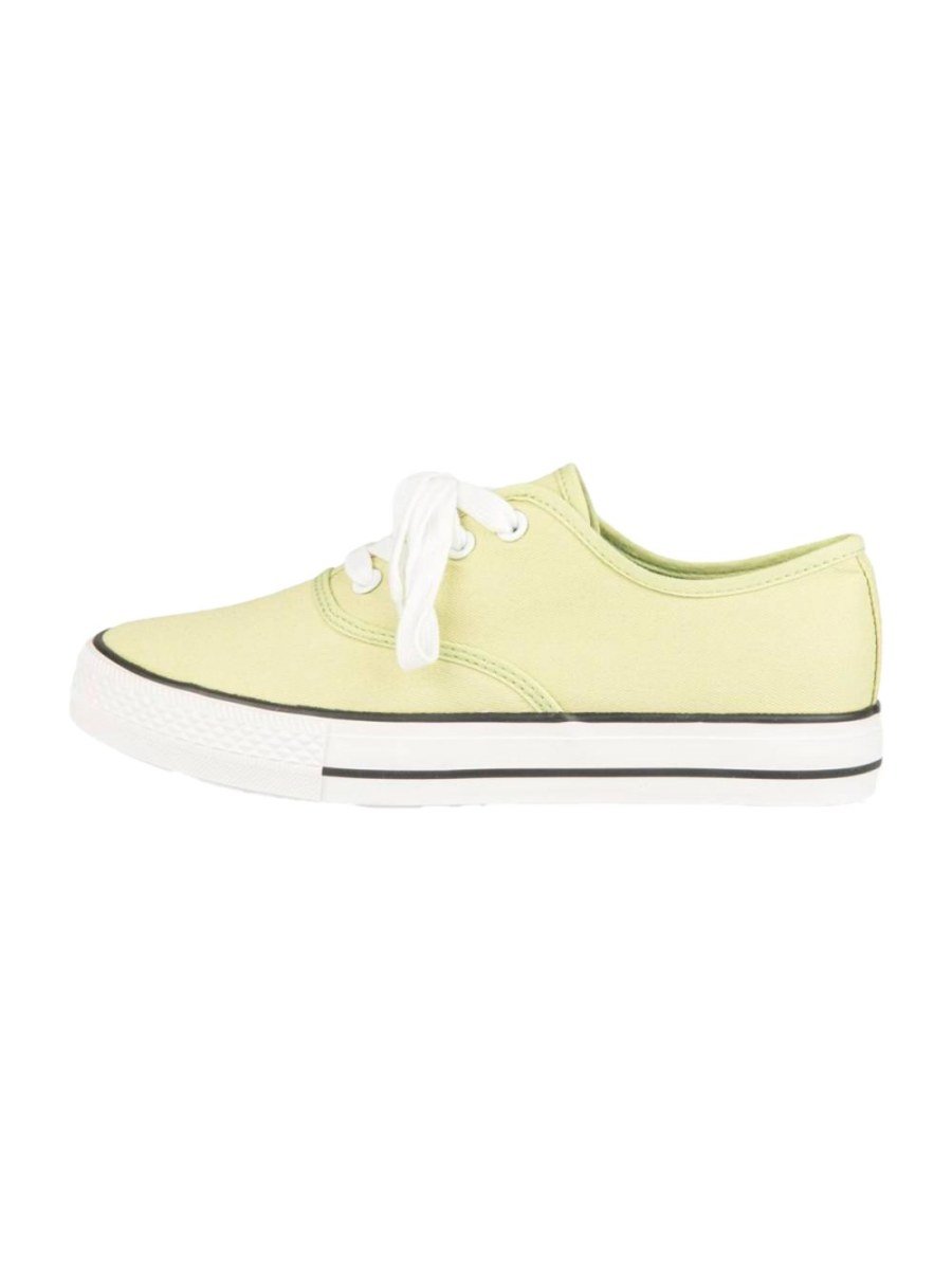 Pale yellow canvas low-top sneakers