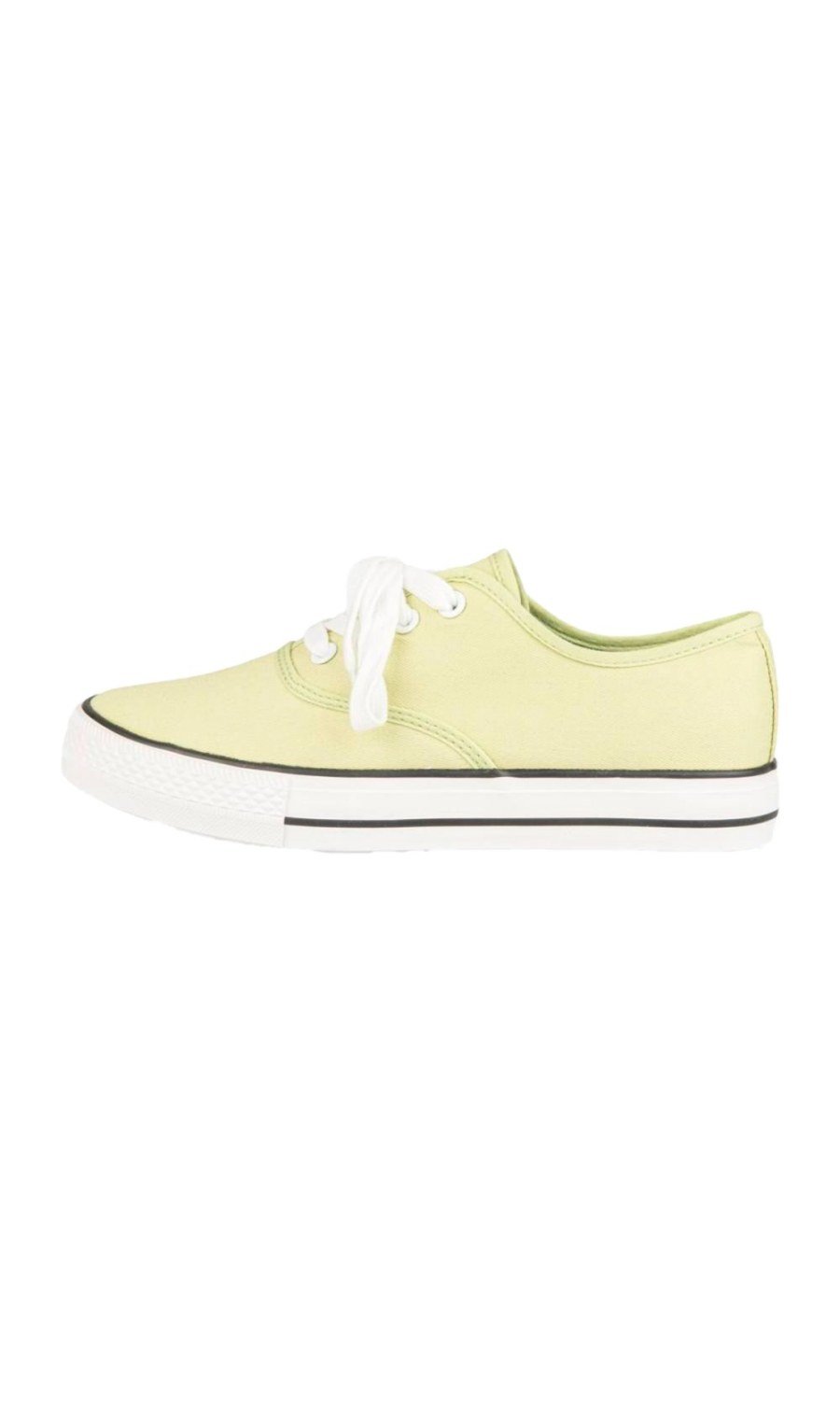 Pale yellow canvas low-top sneakers