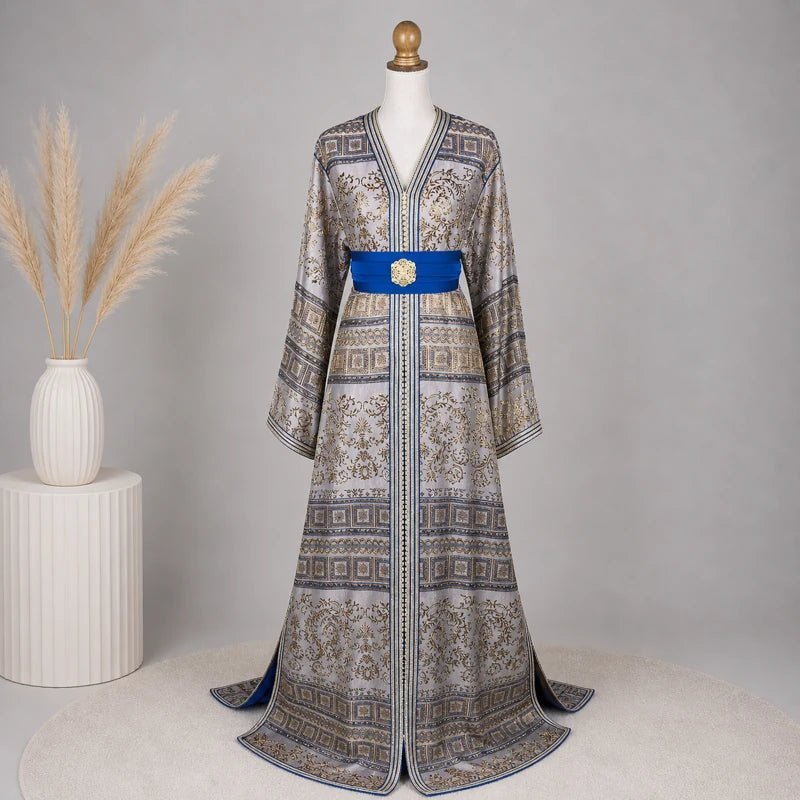 Caftan brocart beige argenté w doré