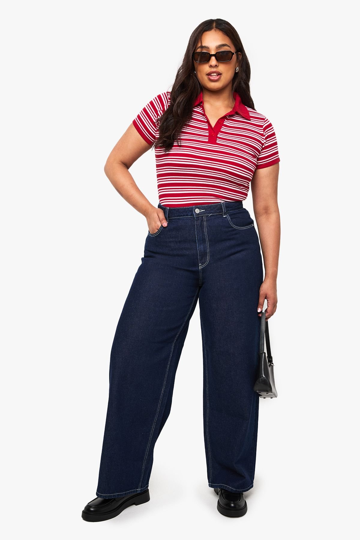 Jean à coupe ample et taille mi-haute - Grande taille