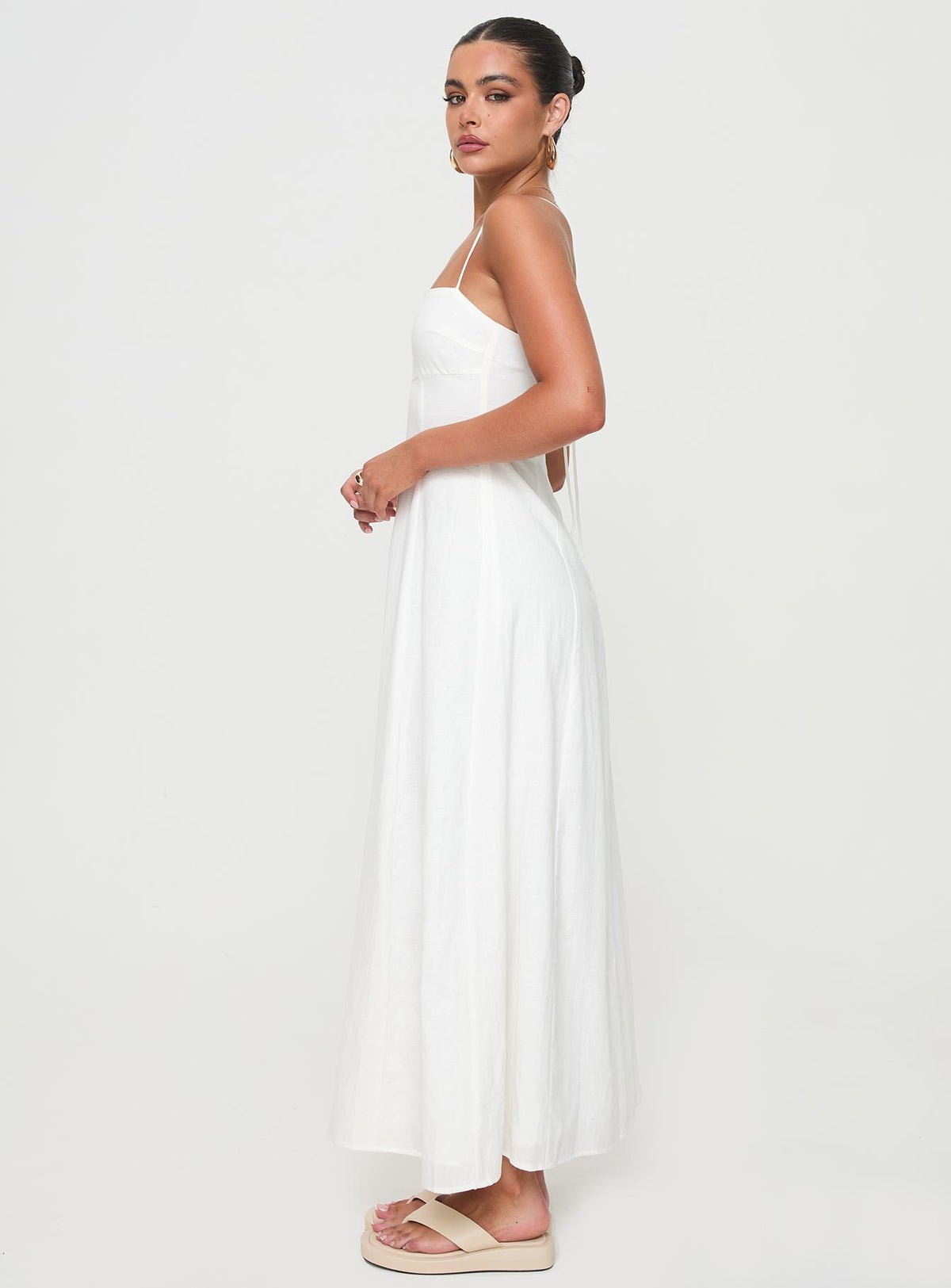 Robe longue en coton dos croisé noué
