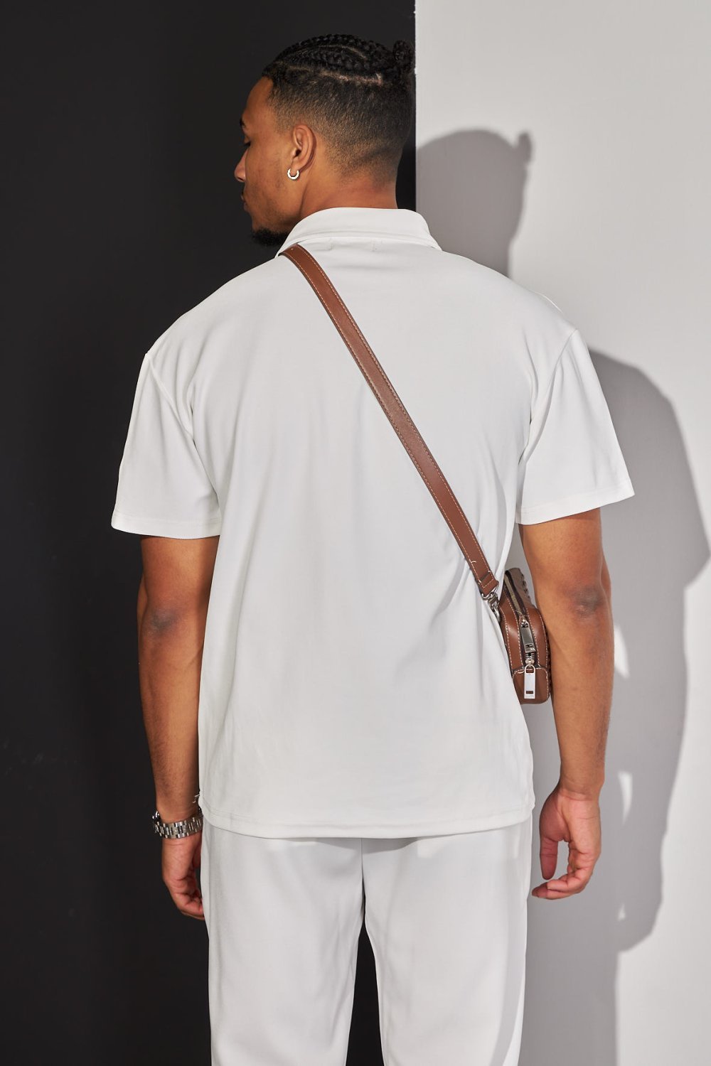 Polo basique coupe large blanc