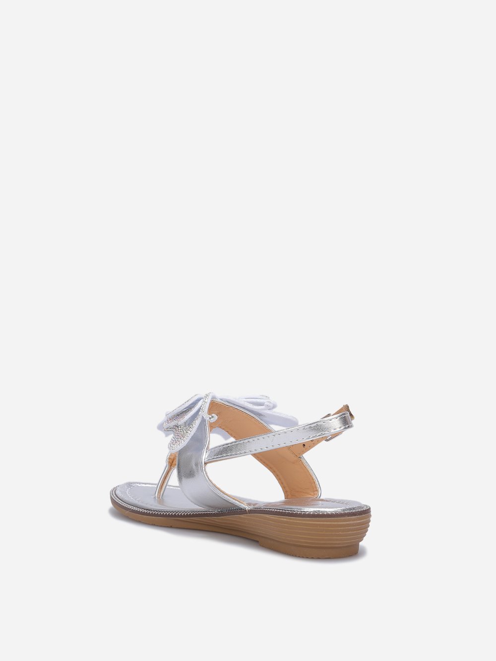 Sandales à papillon en strass argentées