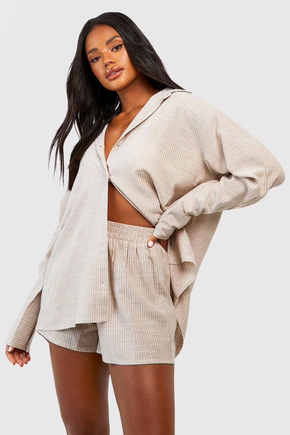 Pinstripe cotton pyjama shorts