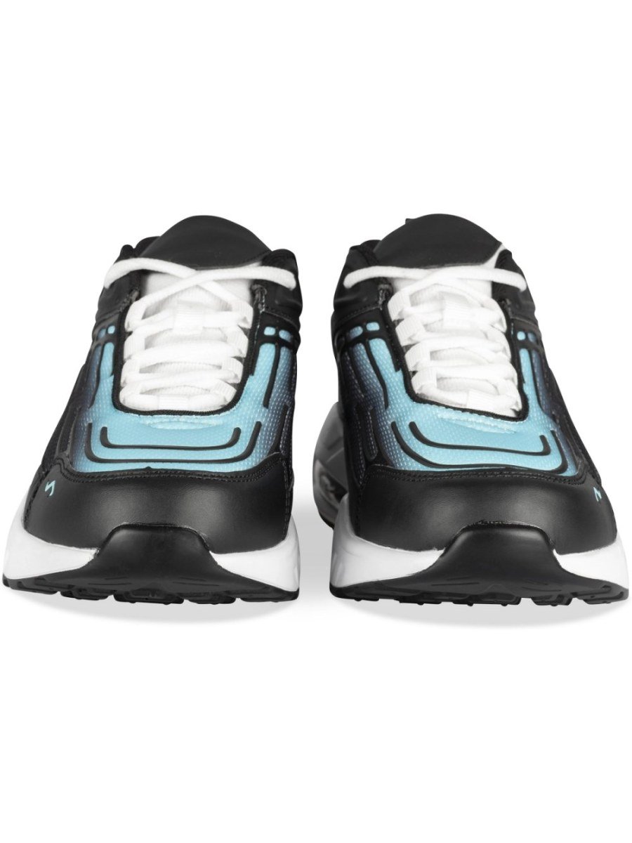 Black and white retro sneakers with air bubble sole