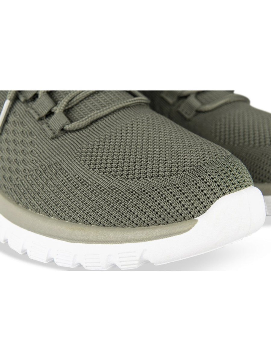 Khaki knit trainers, sock collar