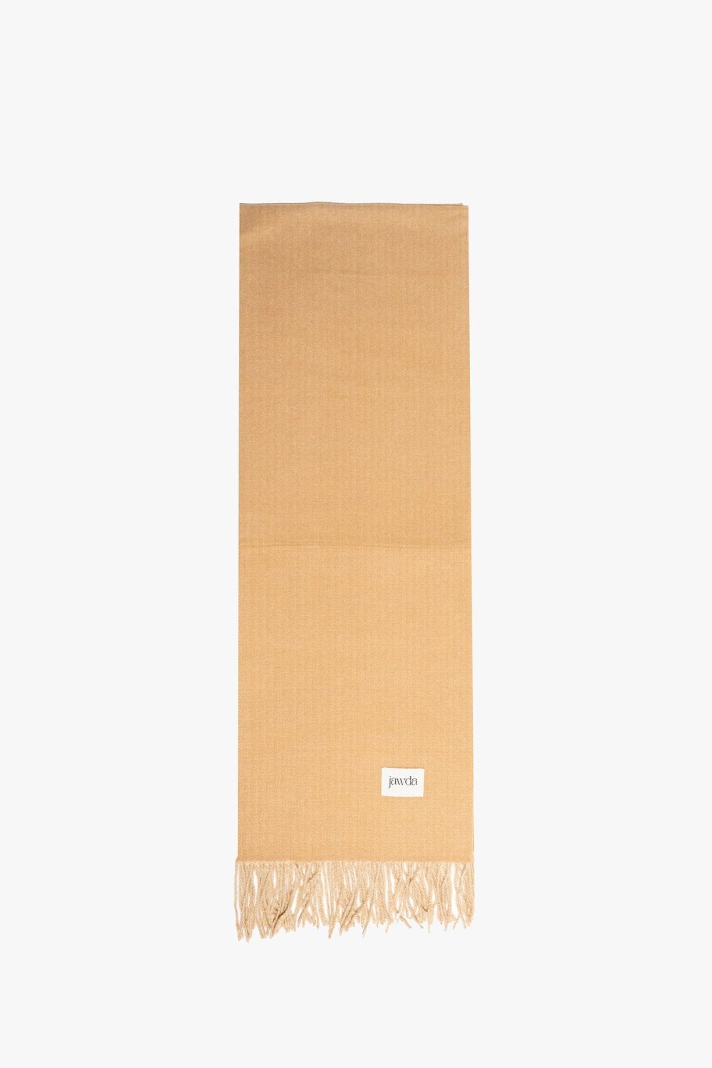 Two-tone fringed winter scarf - Camel