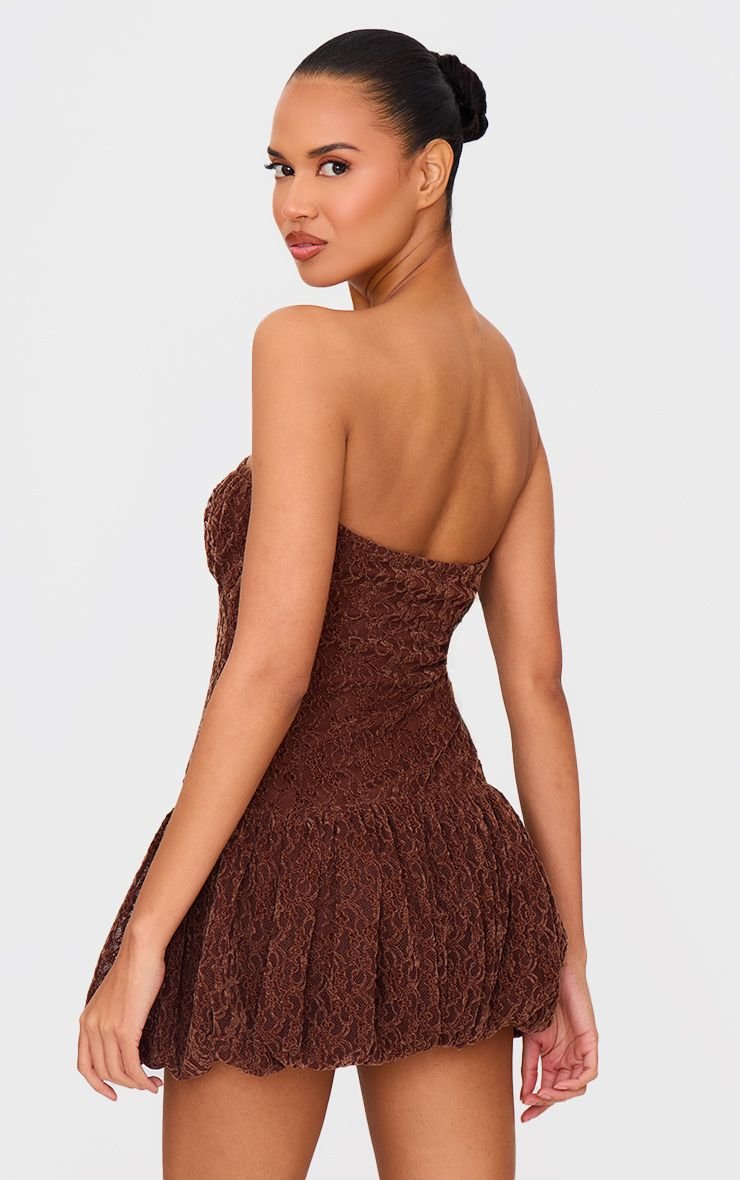Robe Mini Bandeau En Dentelle Froncée