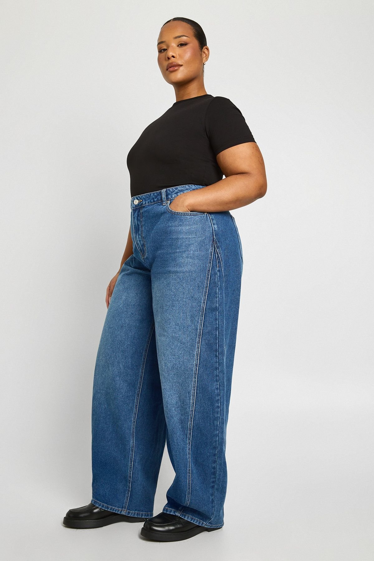 Jean à taille mi-haute - Grande taille