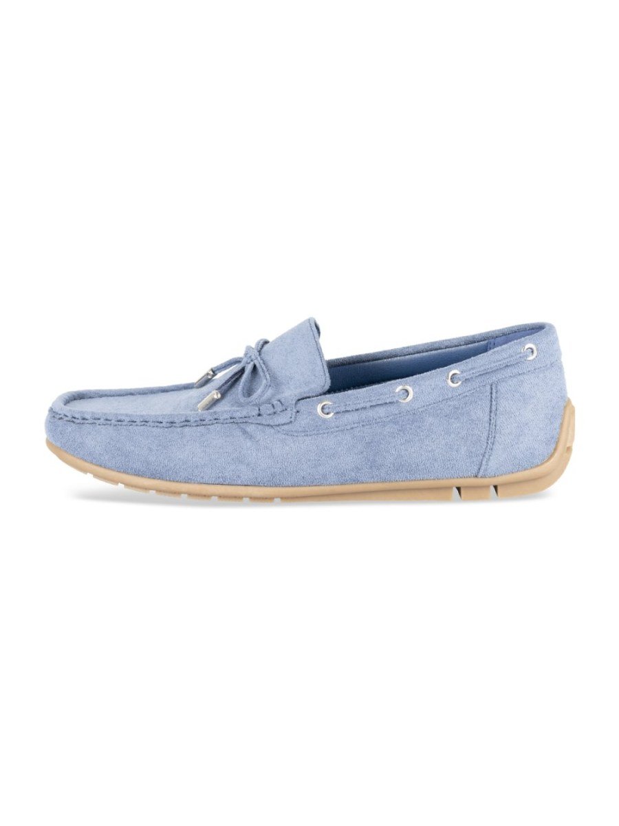 Mocassins b nœud b7al suédine bleu ciel