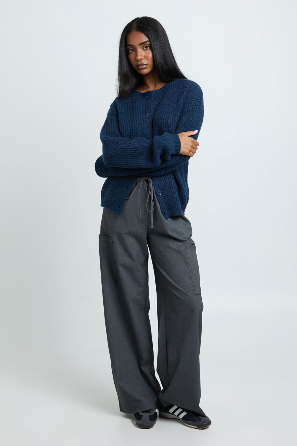 Navy chunky rib cardigan