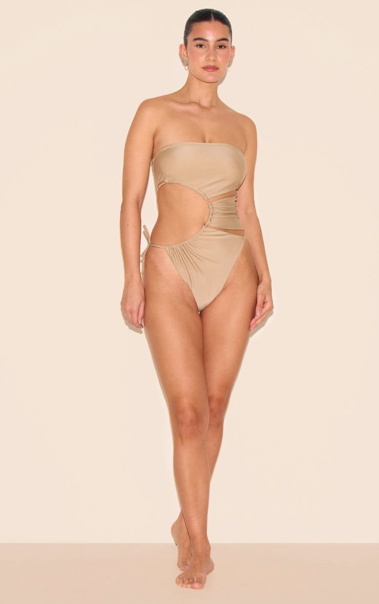 Bandeau cut out tie swimsuit