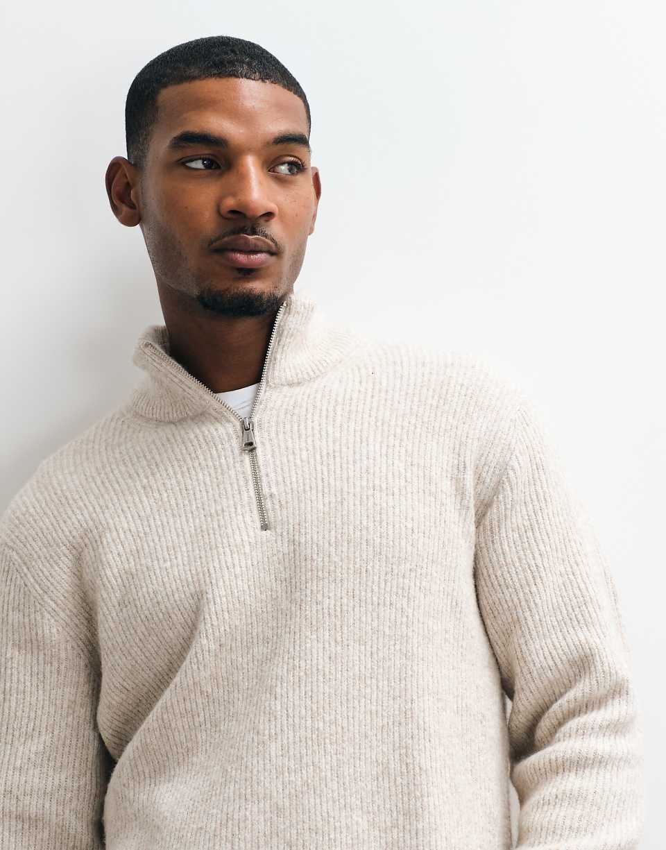 Pull oversize mzghbb b demi-zip - Crème