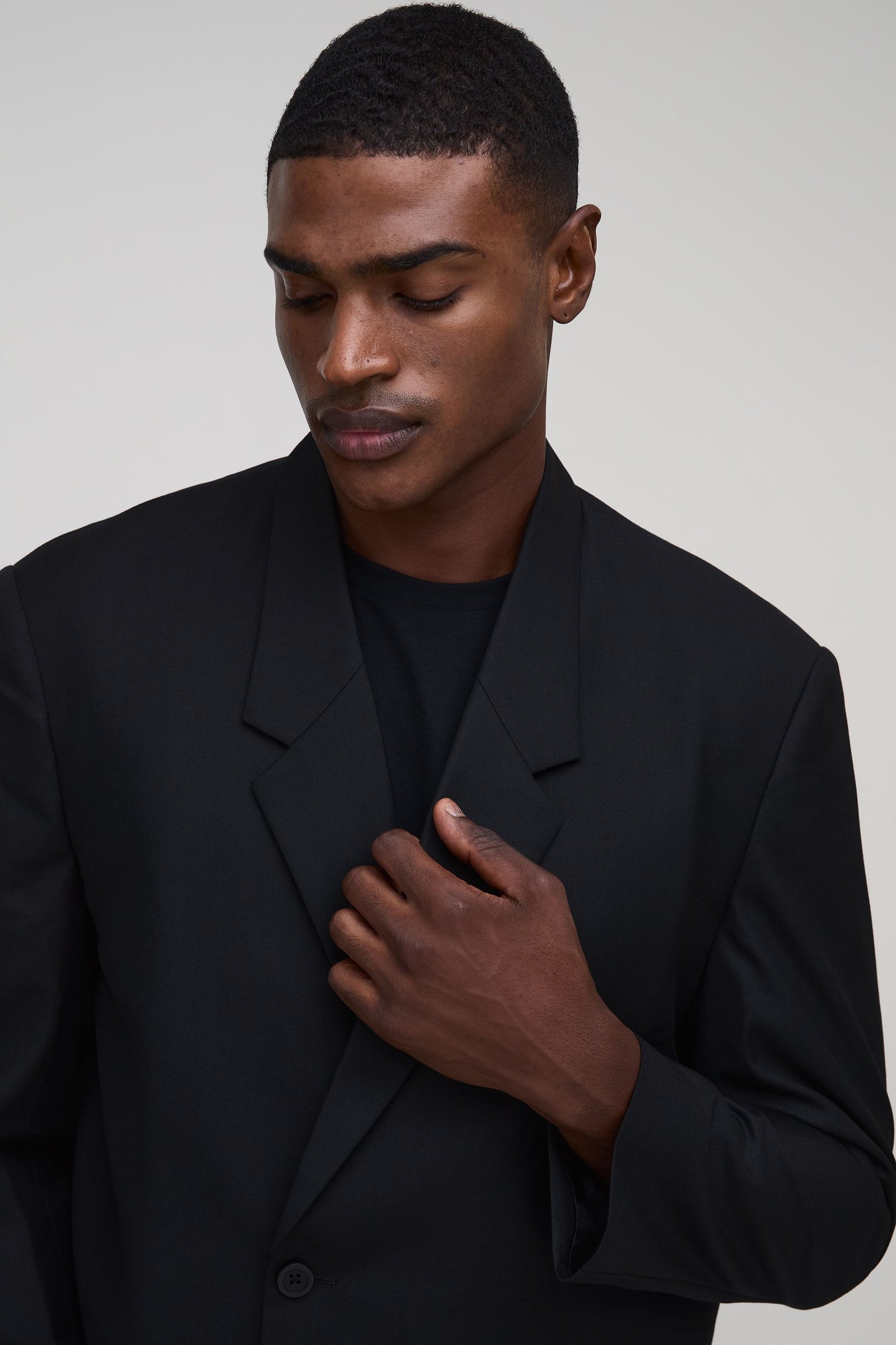 Veste de costume croisée oversize courte