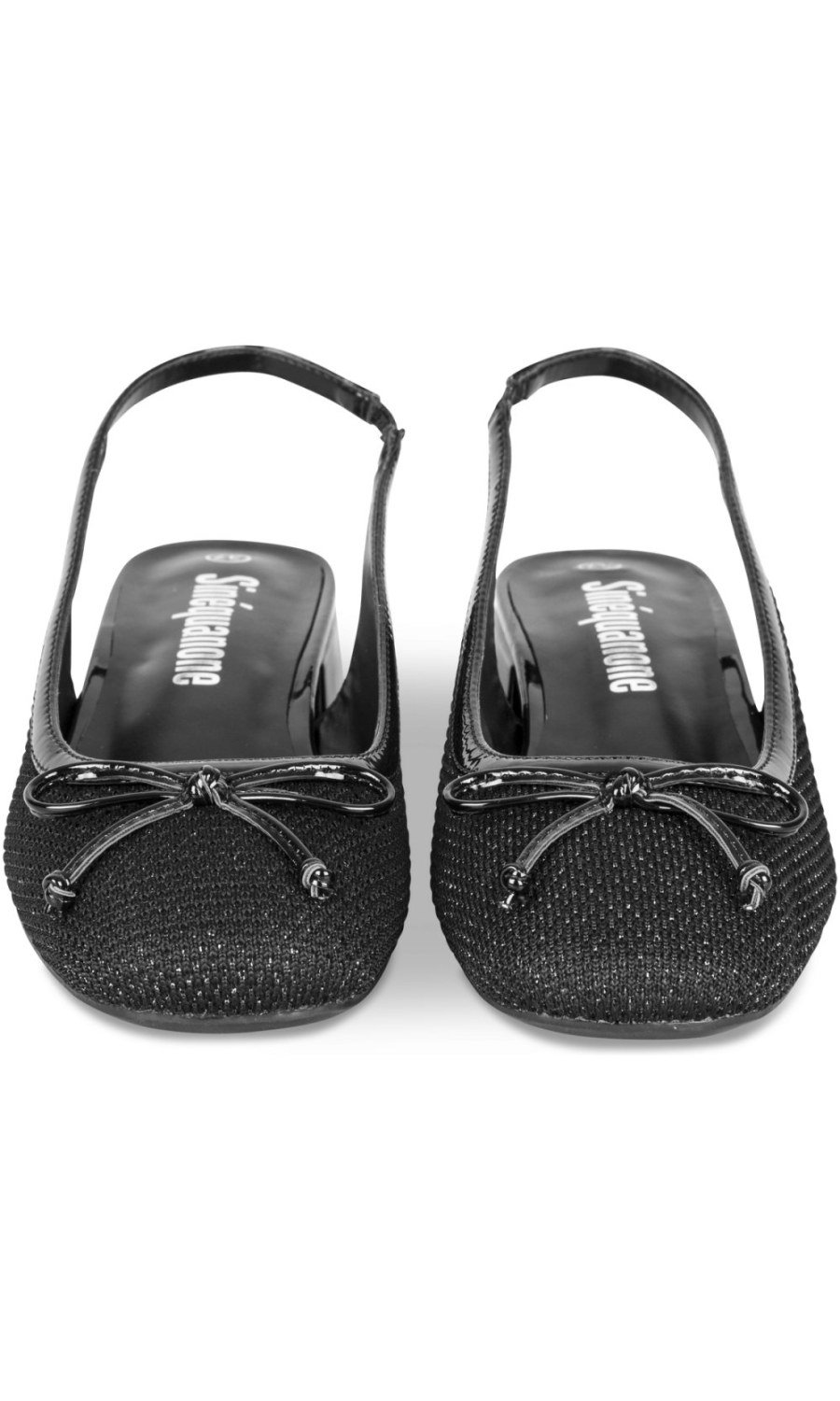 Slingbacks pailletés à nœud noirs