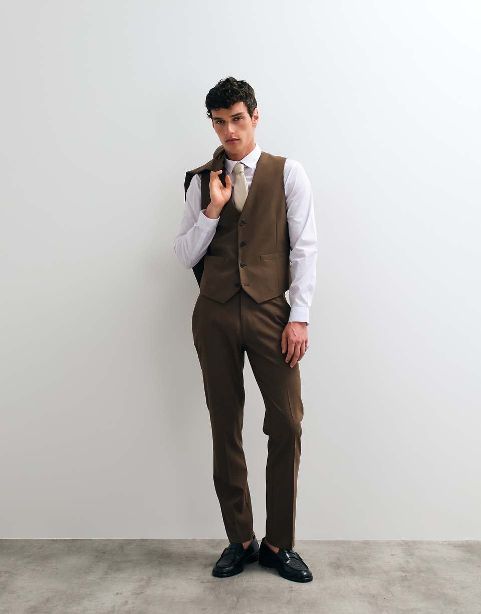 Gilet de costume slim marron moyen
