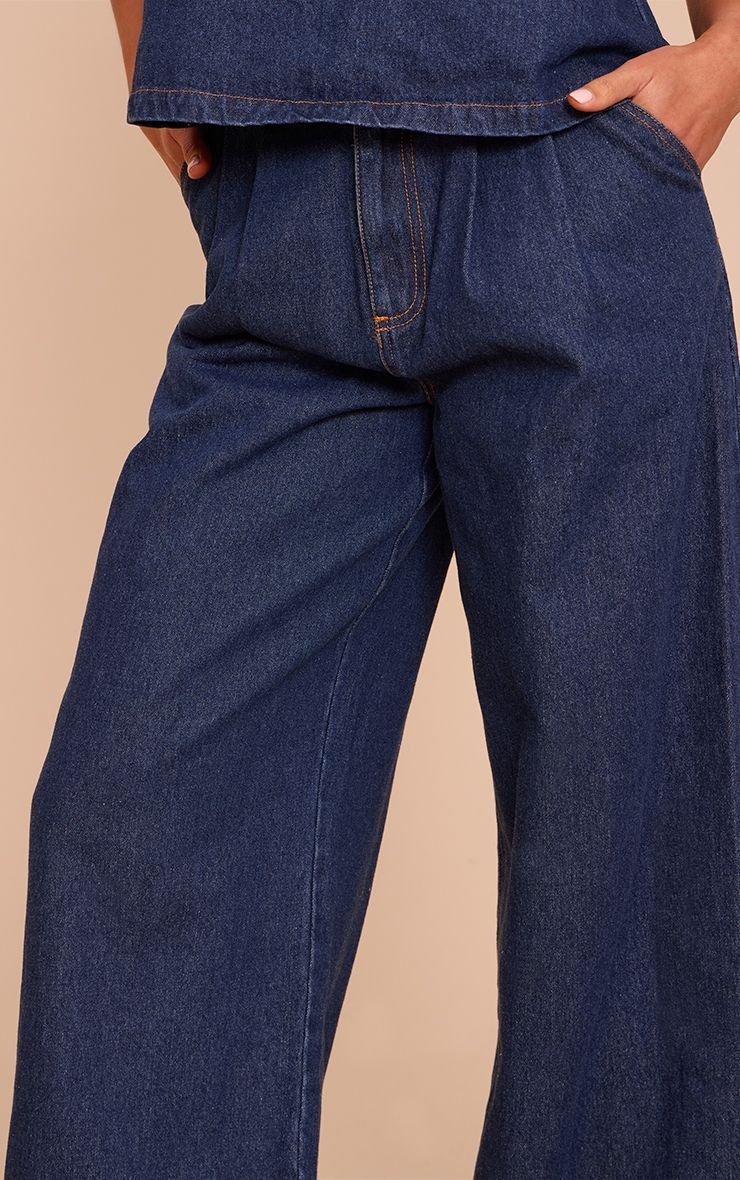 Jean large taille haute b pinces indigo - Tall