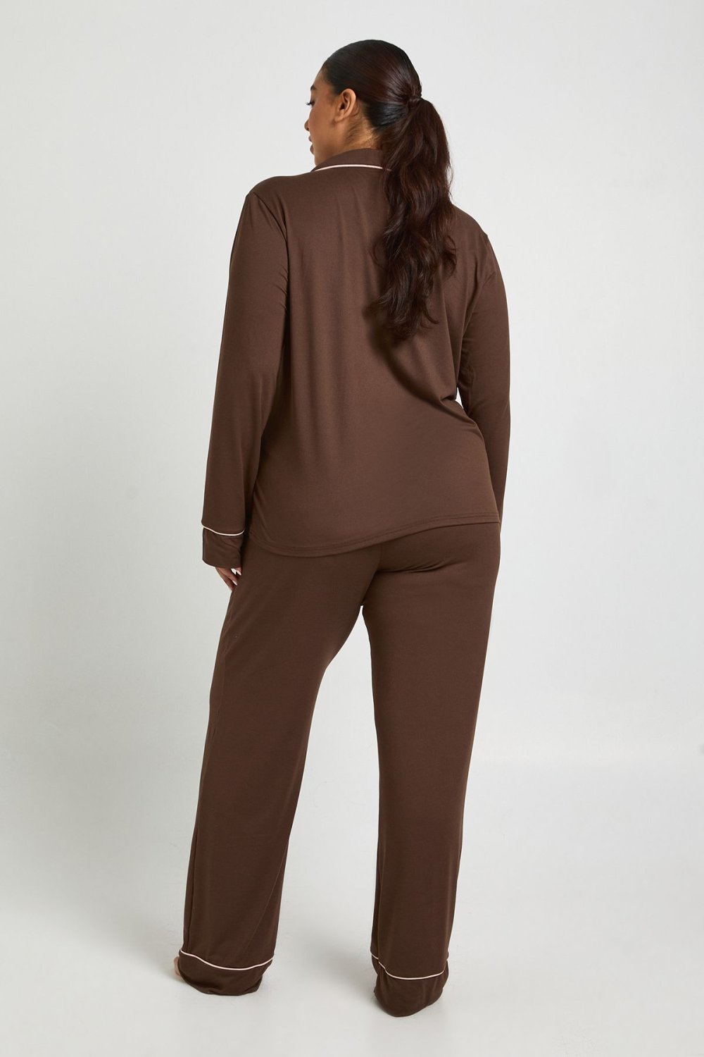 Pyjama chemise à passepoil - Grande taille