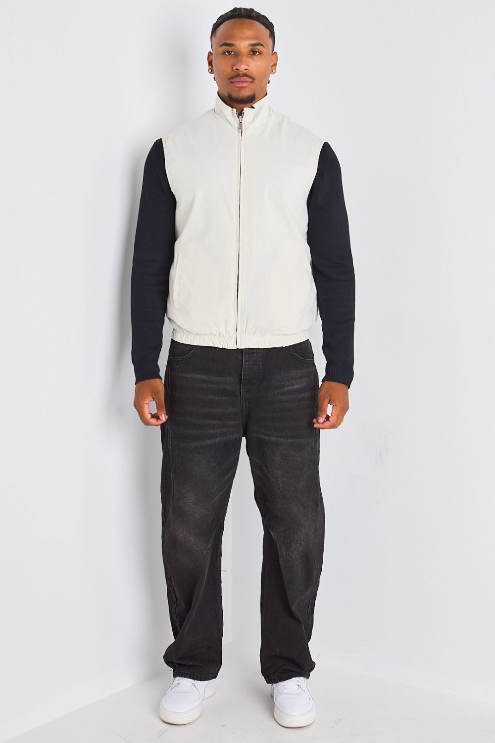 Brown reversible sleeveless jacket