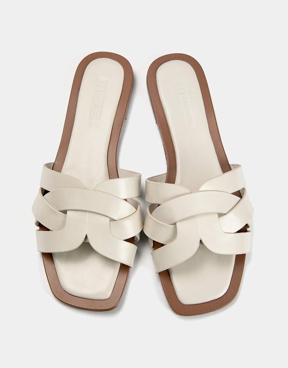 Sandales plates b brides mkhalfin - Écru