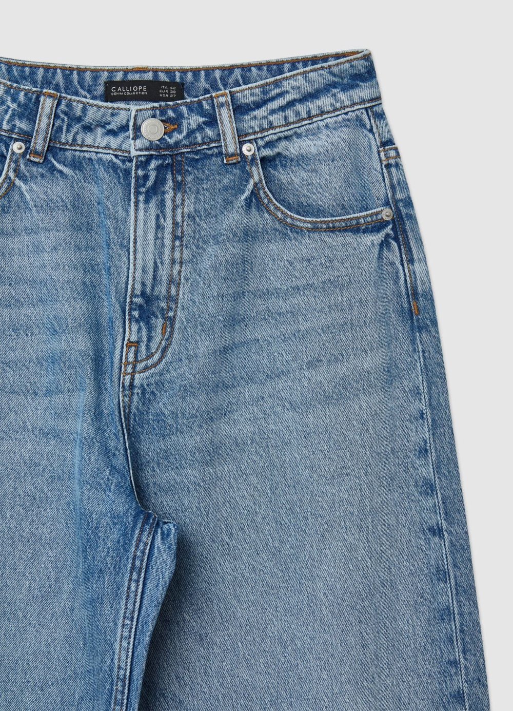 Jean baggy taille haute bleu moyen