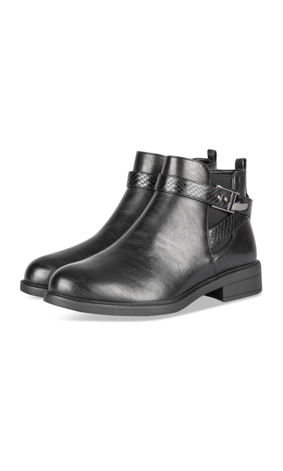 Bottines à bride effet croco noires